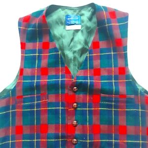 Pendleton red and green plaid wool vest